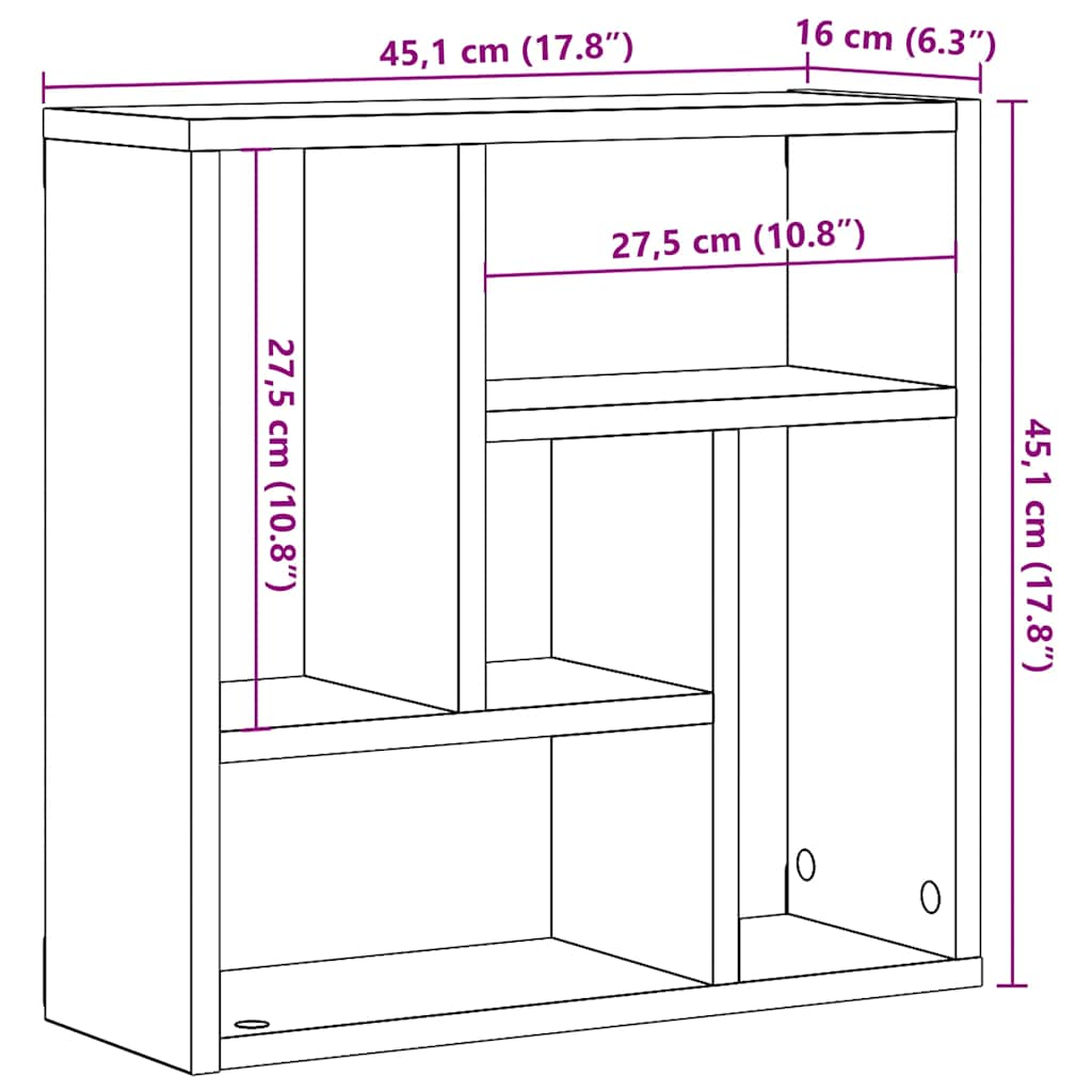 Raft de perete, lemn vechi, 45x16x45 cm, lemn prelucrat