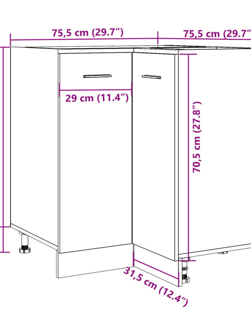 Încărcați imaginea în vizualizatorul Galerie, Dulap de bucătărie stejar artizanal 75,5x75,5x81,5 cm lemn
