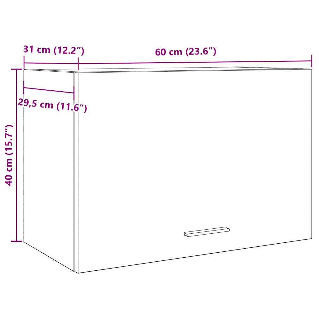 Dulap suspendat, gri beton, 60 x 31 x 40 cm, PAL