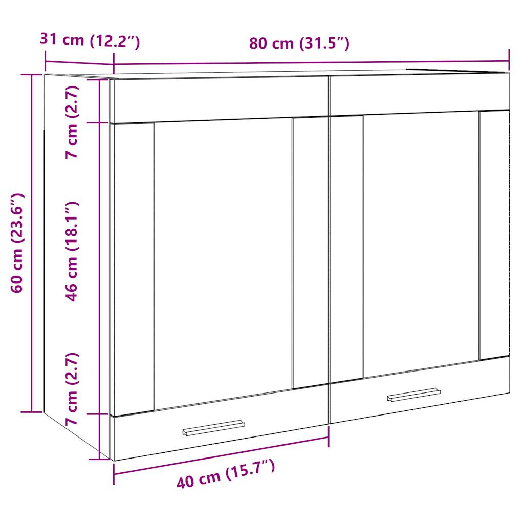 Dulap de sticlă suspendat Stejar artizanal 80 x 31 x 60 cm PAL