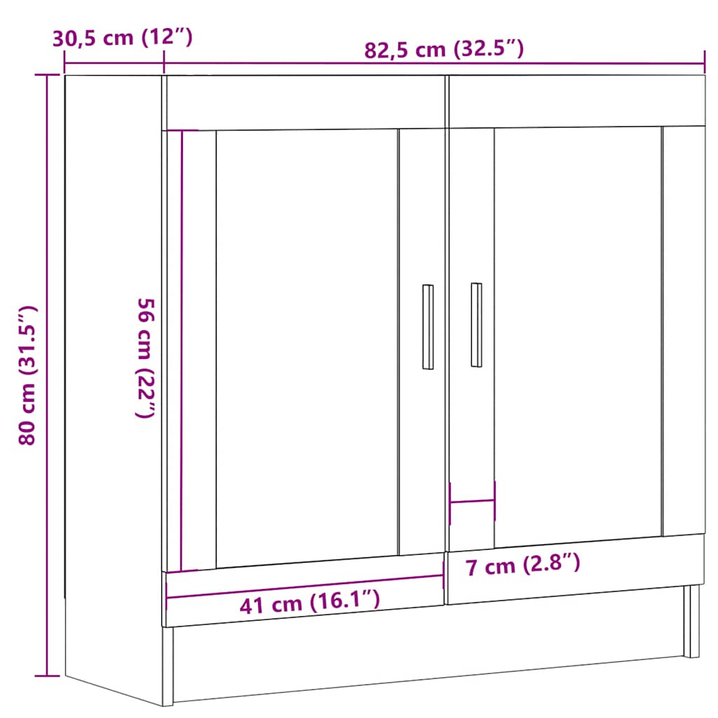 Bibliotecă, lemn vechi, 82,5x30,5x80 cm, lemn prelucrat