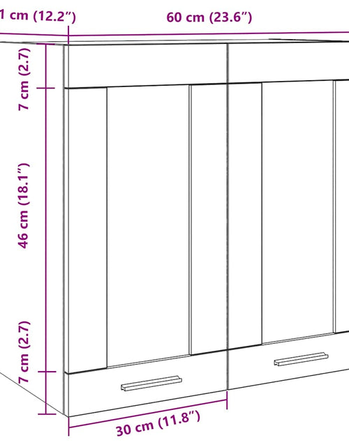 Încărcați imaginea în vizualizatorul Galerie, Dulap de bucătărie cu ușă din sticlă din lemn vechi 60x31x60 cm
