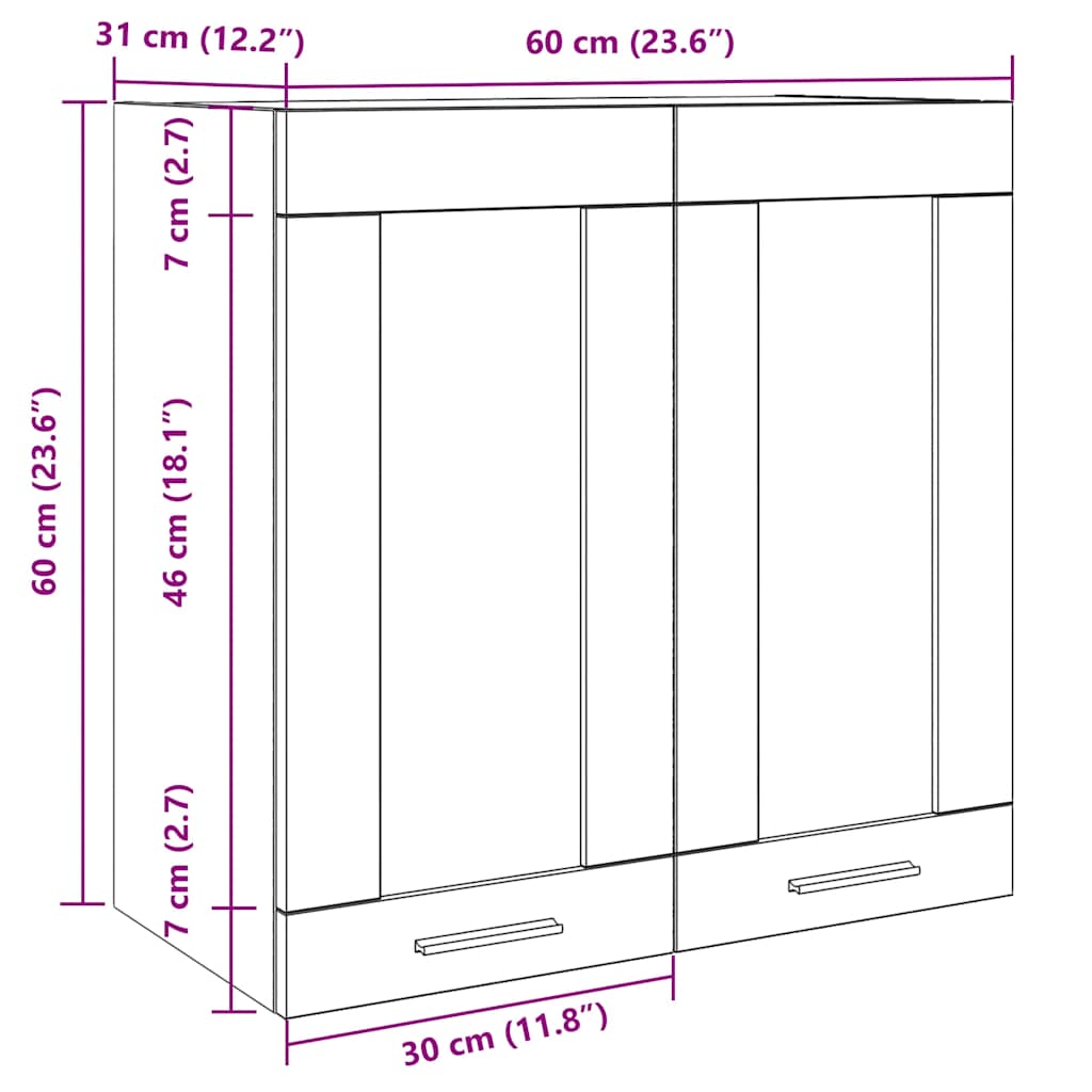 Dulap de bucătărie cu ușă din sticlă din lemn vechi 60x31x60 cm