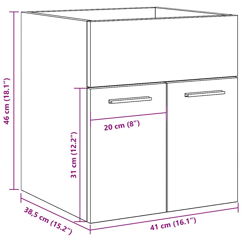 Dulap de chiuvetă baie, gri beton 41x38,5x46 cm lemn prelucrat