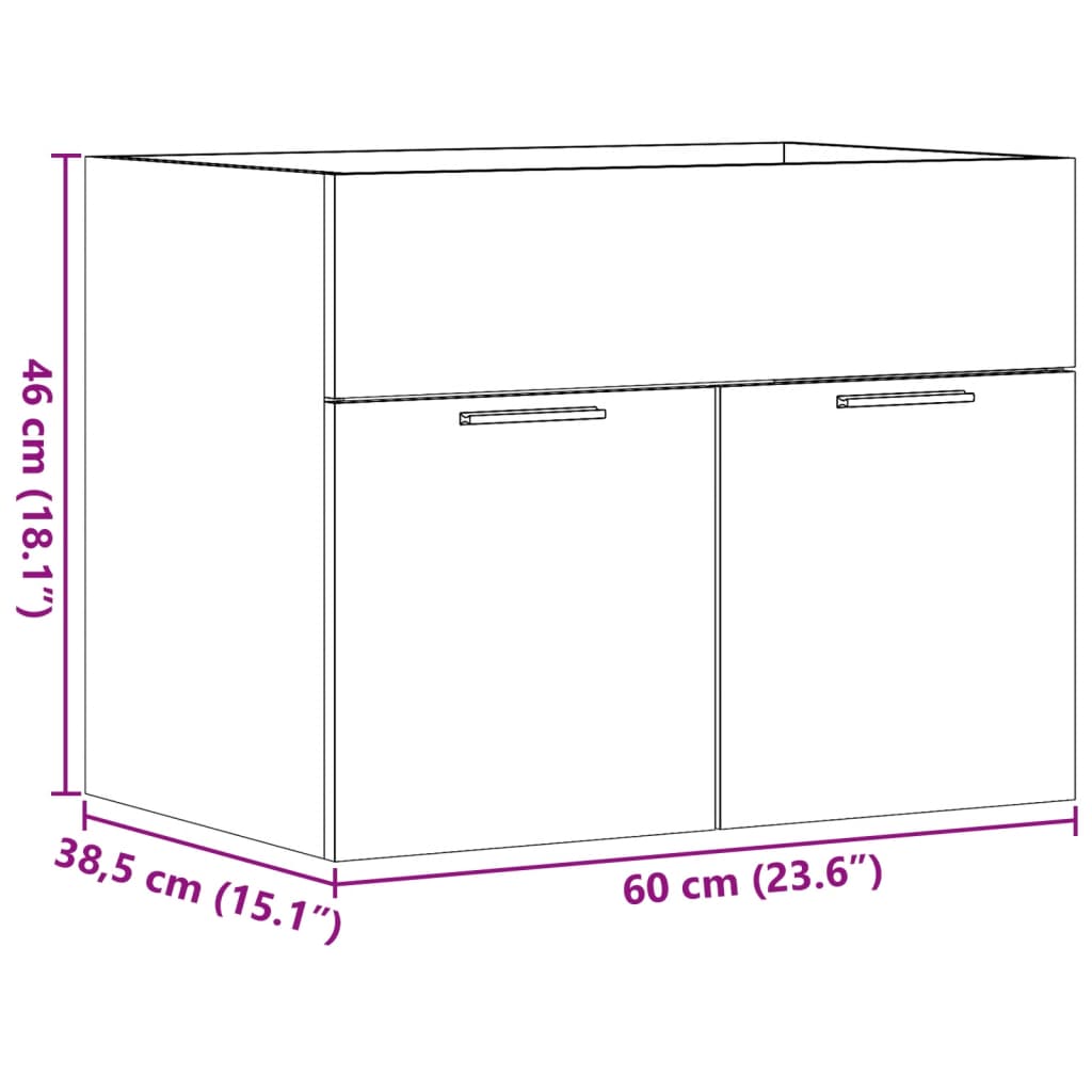 Dulap de chiuvetă, gri beton, 60x38,5x46 cm, PAL