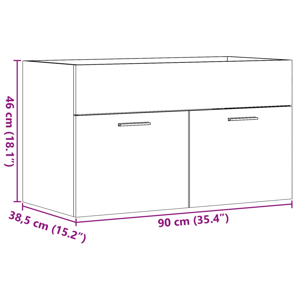 Dulap chiuvetă baie, stejar sonoma 90x38,5x46 cm lemn prelucrat