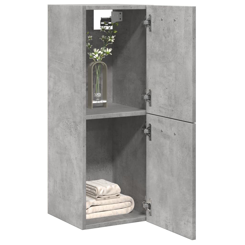 Dulap suspendat de baie, gri beton, 30x30x80 cm, lemn prelucrat