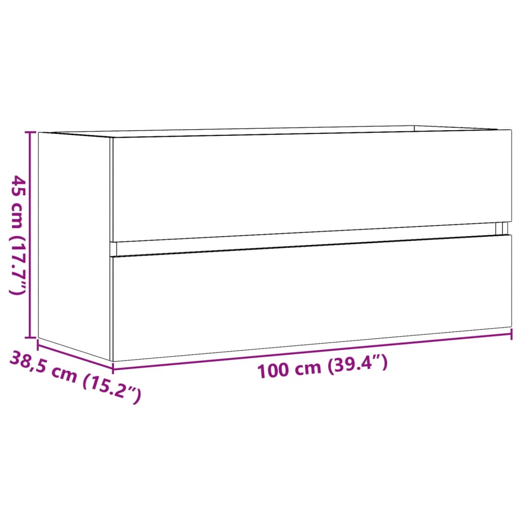 Dulap de chiuvetă, gri beton, 100x38,5x45 cm, PAL