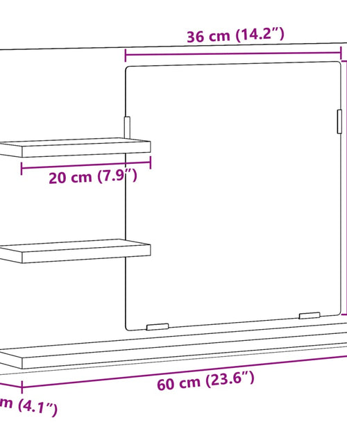Încărcați imaginea în vizualizatorul Galerie, Dulap cu oglindă de baie, stejar artizanal, 60x10,5x45 cm

