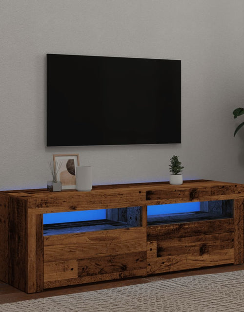 Загрузите изображение в средство просмотра галереи, Dulap TV cu lumini LED lemn vechi 120x35x40 cm lemn prelucrat
