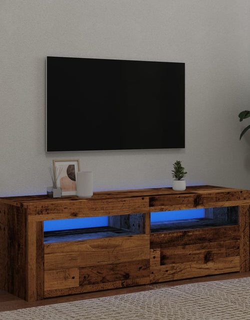 Încărcați imaginea în vizualizatorul Galerie, Dulap TV cu lumini LED lemn vechi 120x35x40 cm lemn prelucrat
