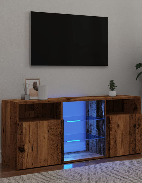 Încărcați imaginea în vizualizatorul Galerie, Dulap TV cu lumini LED lemn vechi 120x30x50 cm lemn prelucrat
