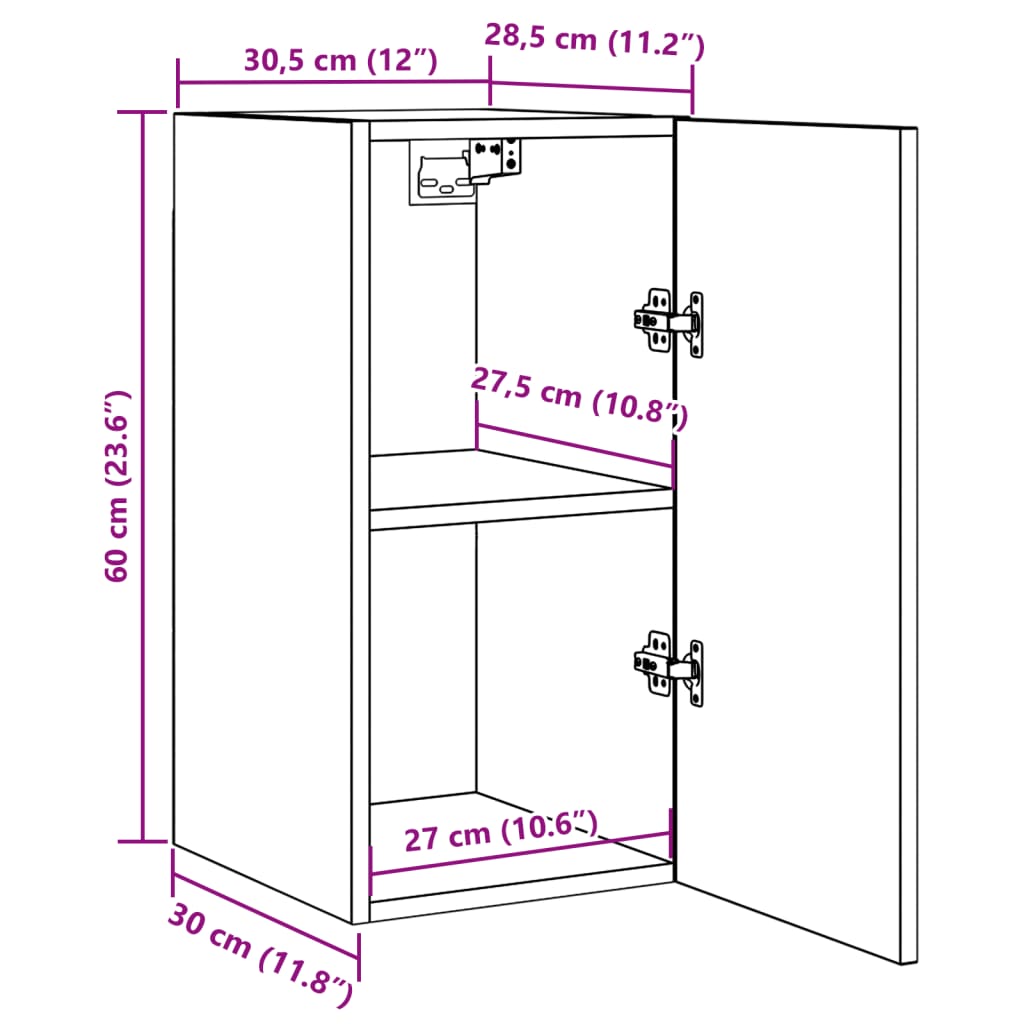 Dulap TV, lemn vechi, 30,5x30x60 cm, lemn prelucrat