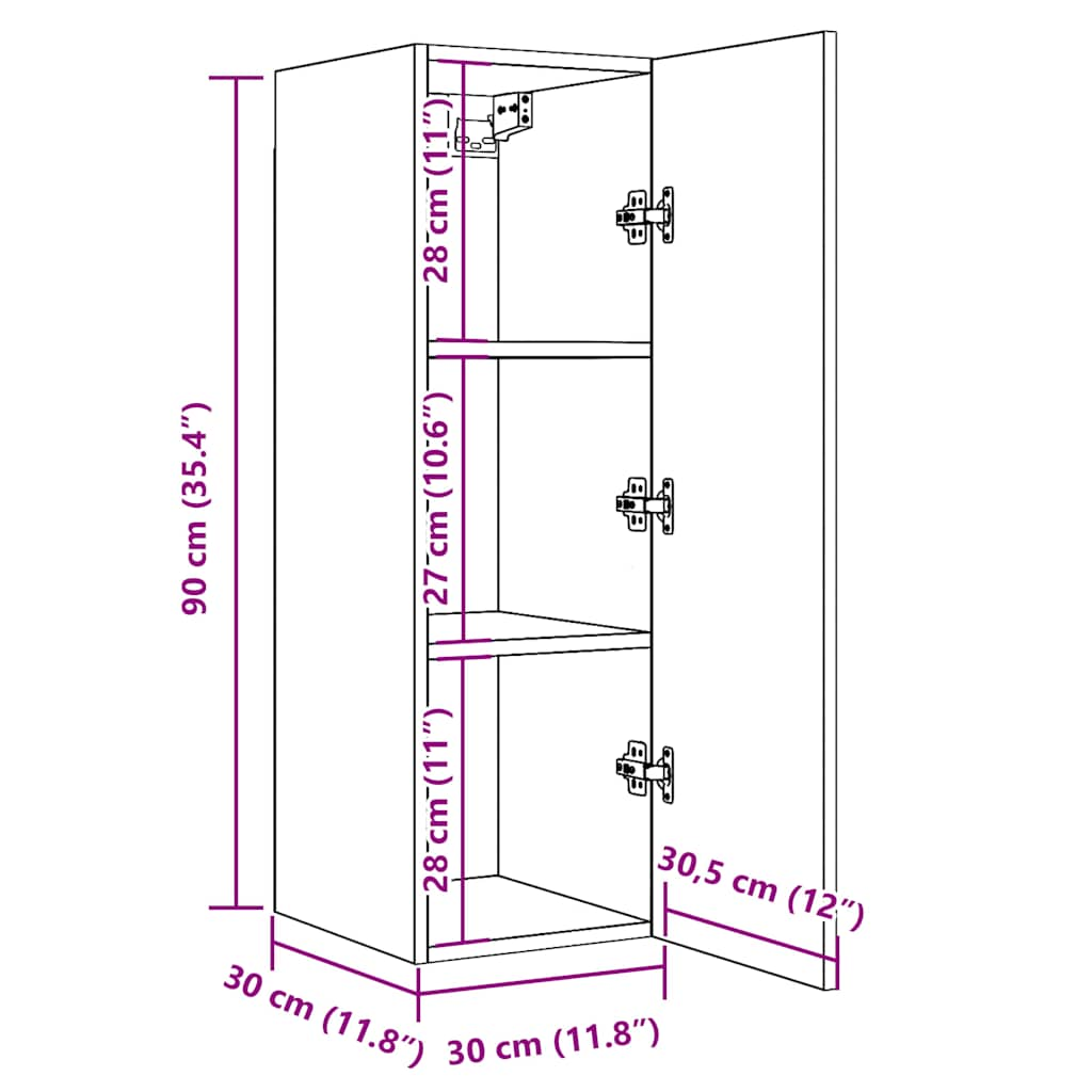 Dulap TV, lemn vechi, 30,5x30x90 cm, lemn prelucrat