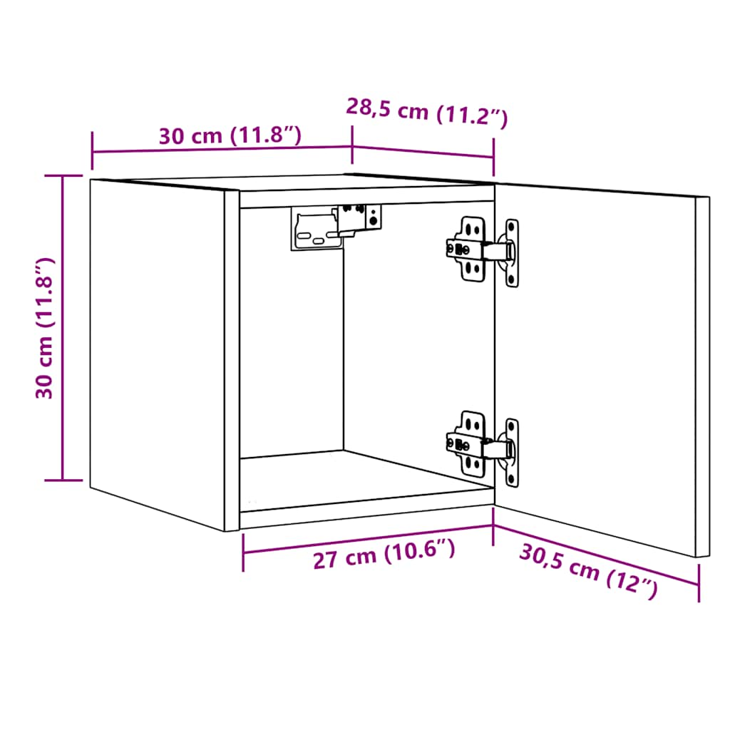 Dulap TV montaj pe perete, lemn vechi, 30,5x30x30 cm