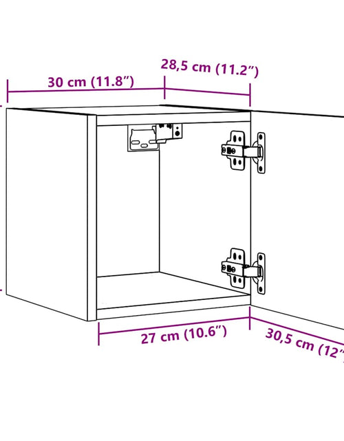 Загрузите изображение в средство просмотра галереи, Dulapuri TV montaj perete 2 buc. stejar artizanal 30,5x30x30 cm
