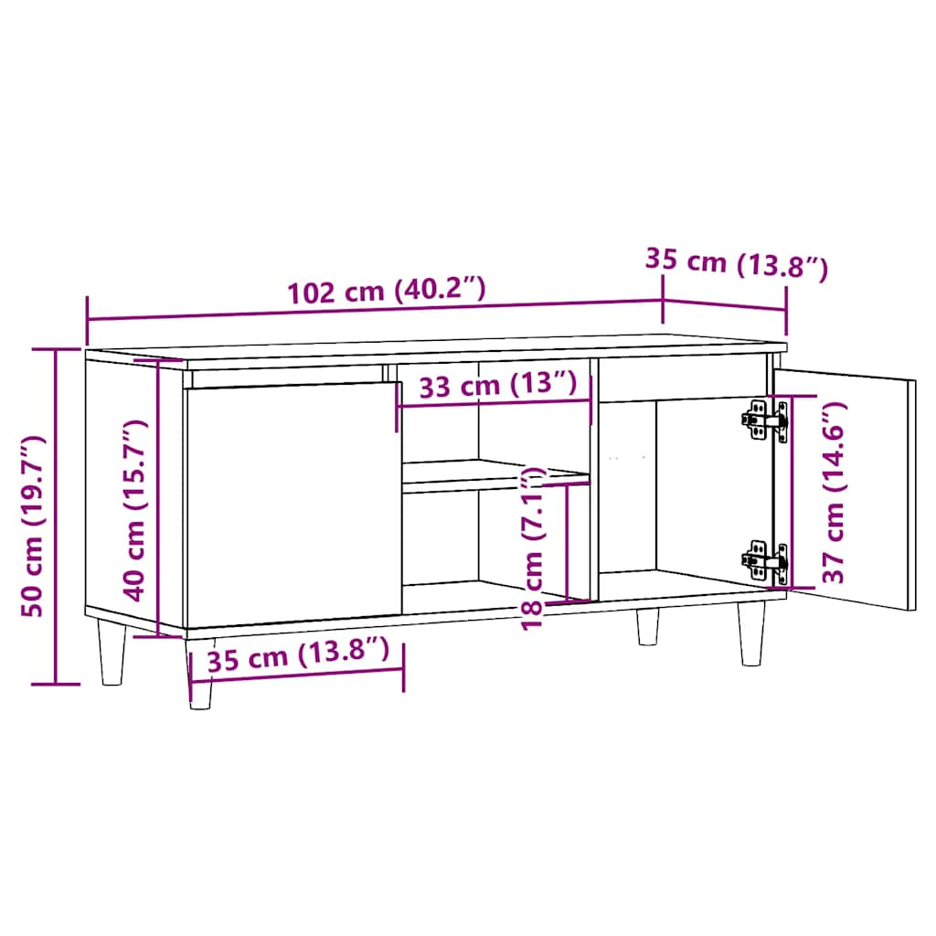 Dulap TV, lemn vechi, 102x35x50 cm, lemn prelucrat