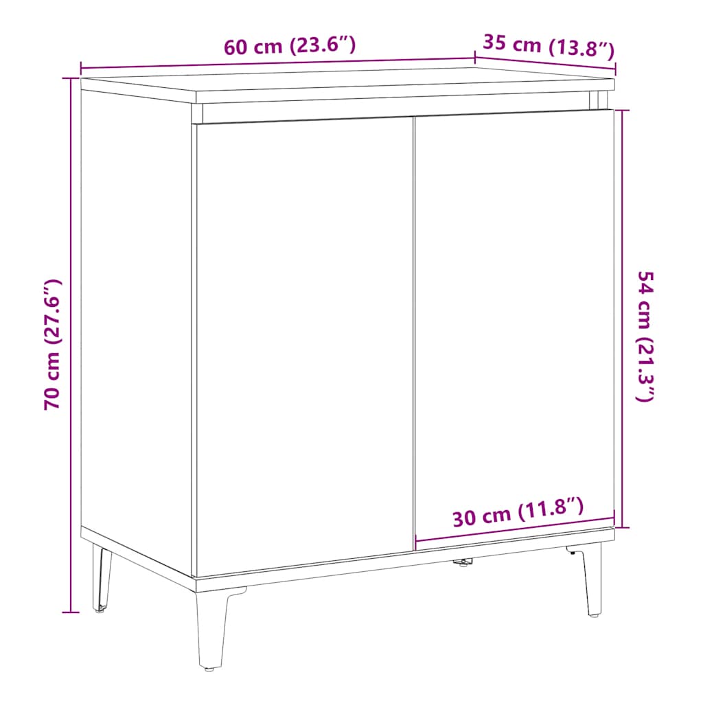 Bufetă Stejar artizanal 60x35x70 cm Lemn prelucrat