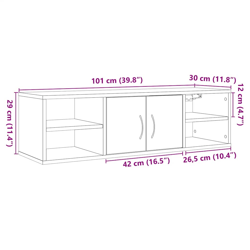 Dulap de perete, lemn vechi, 102x30x29 cm, lemn compozit