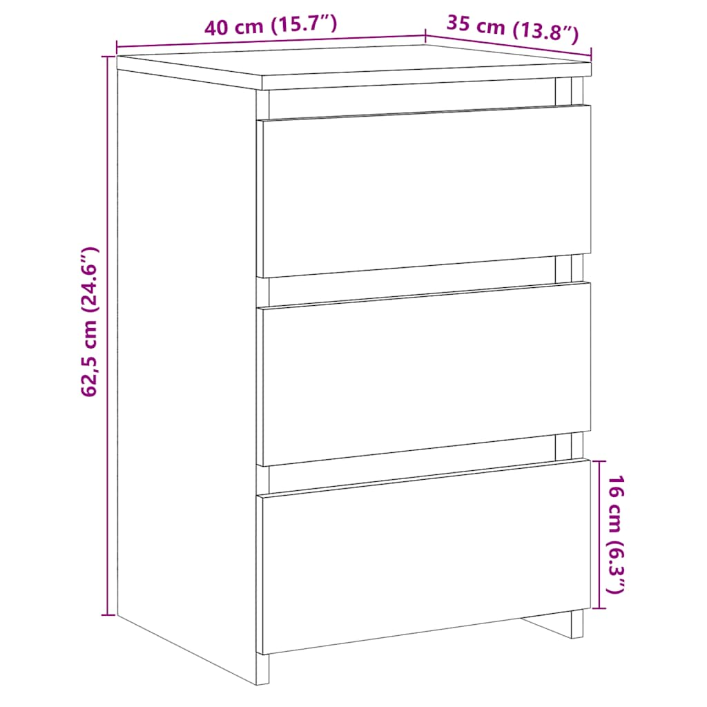 Noptiere, 2 buc., stejar artizanal 40x35x62,5 cm lemn prelucrat