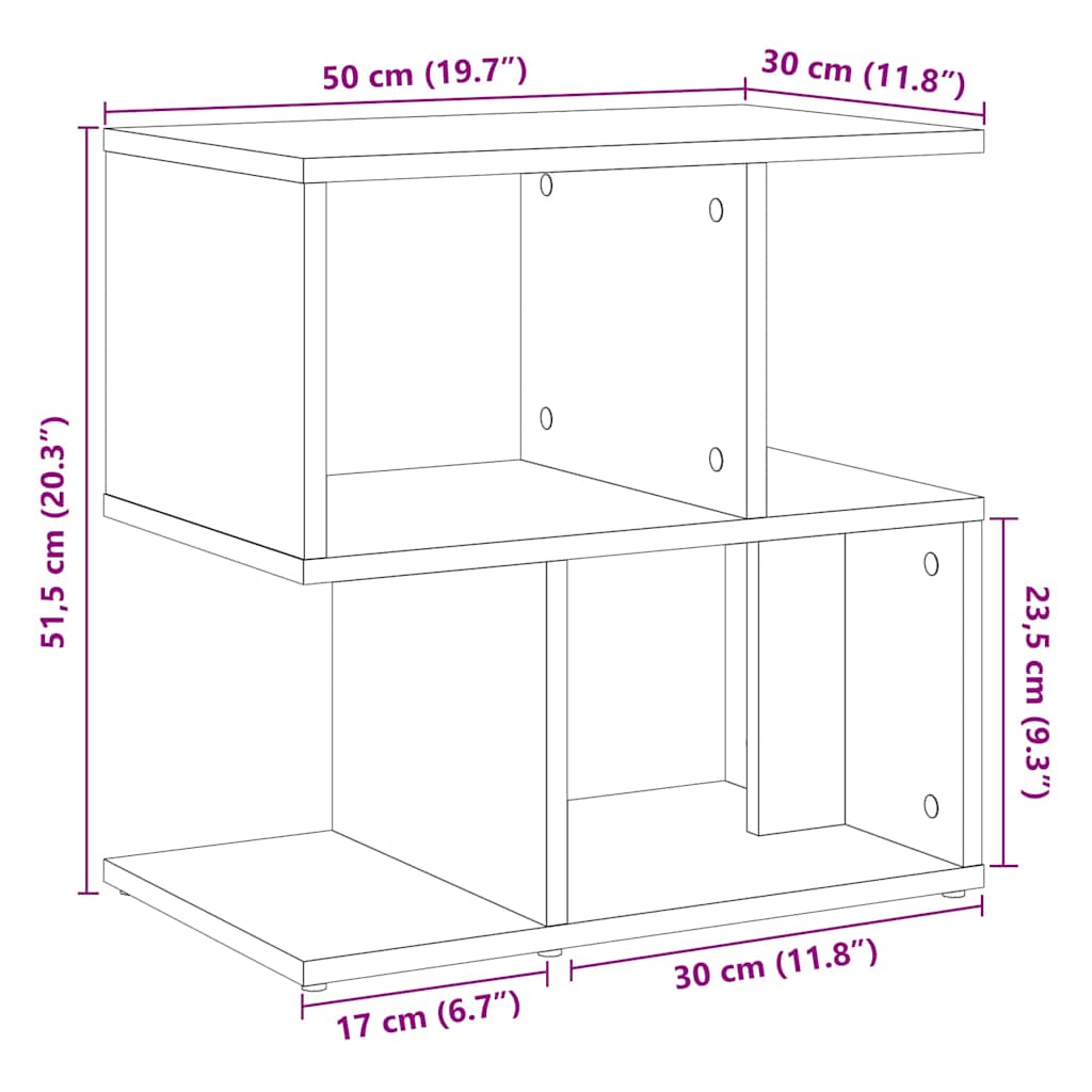 Dulap lateral, lemn vechi, 50x30x51,5 cm, PAL