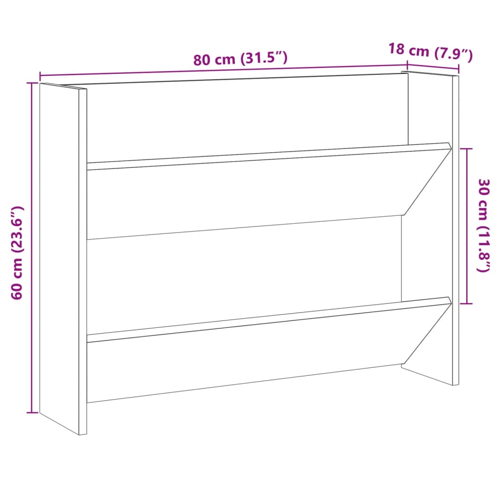 Pantofar perete, stejar artizanal, 80x18x60 cm, lemn prelucrat