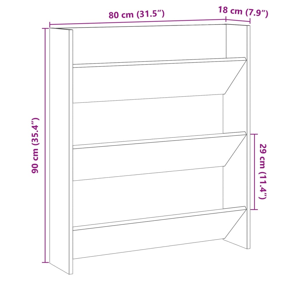 Pantofar perete, stejar artizanal, 80x18x90 cm, lemn prelucrat