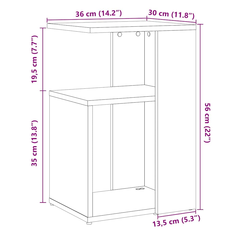 Masă laterală din lemn vechi 36x30x56 cm din lemn prelucrat