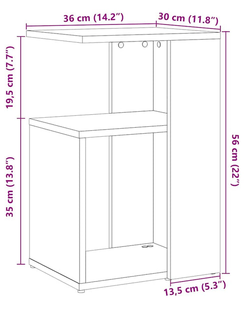 Загрузите изображение в средство просмотра галереи, Masă laterală, stejar artizanal, 36x30x56 cm, lemn prelucrat
