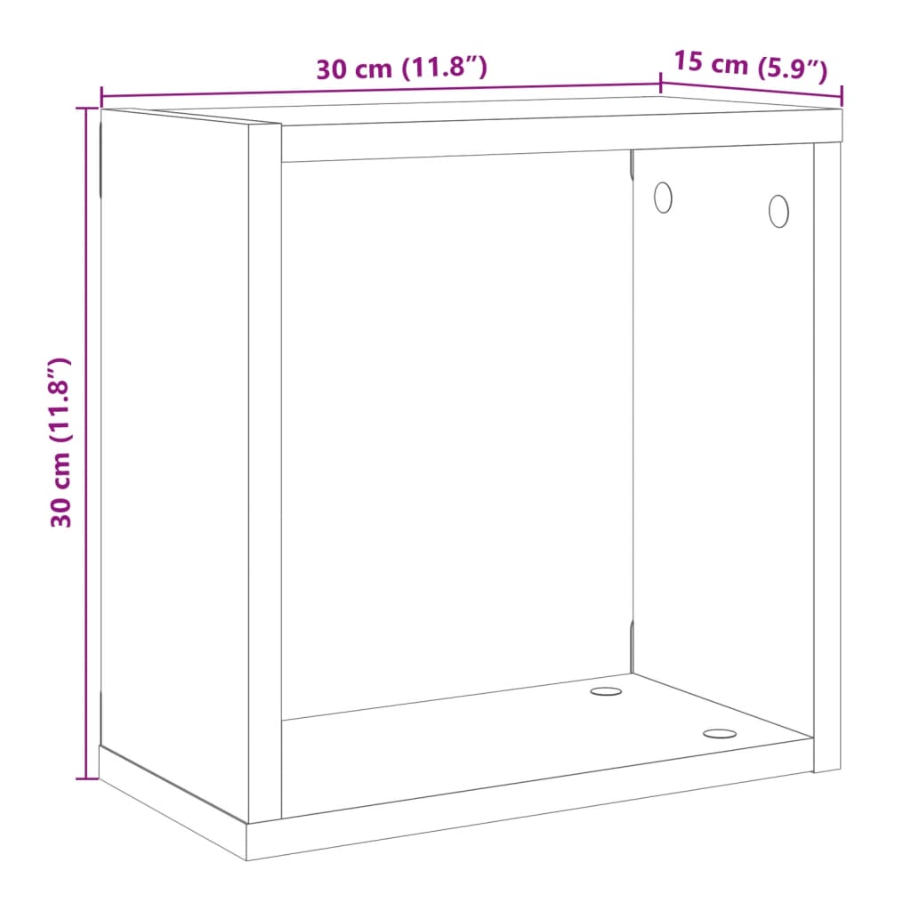 Rafturi de perete cub, 6 buc., lemn vechi, 30x15x30 cm lemn