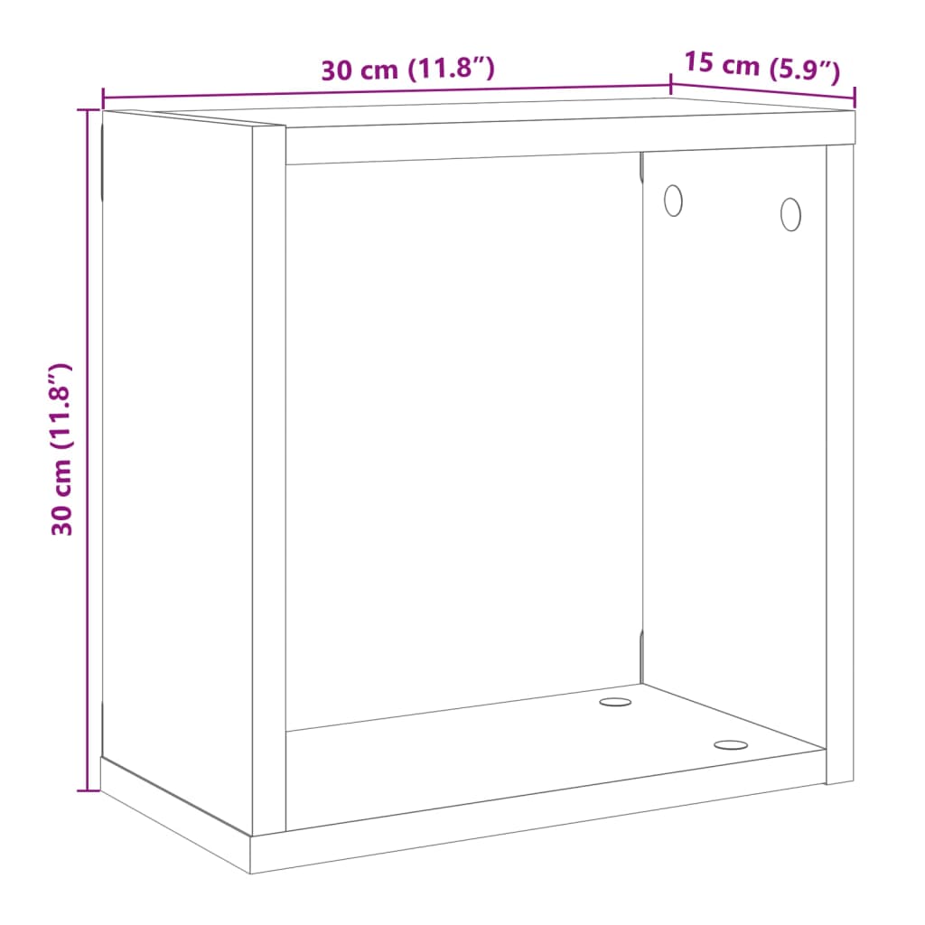 Rafturi de perete cub 4 buc. stejar artizanal, 30x15x30 cm lemn