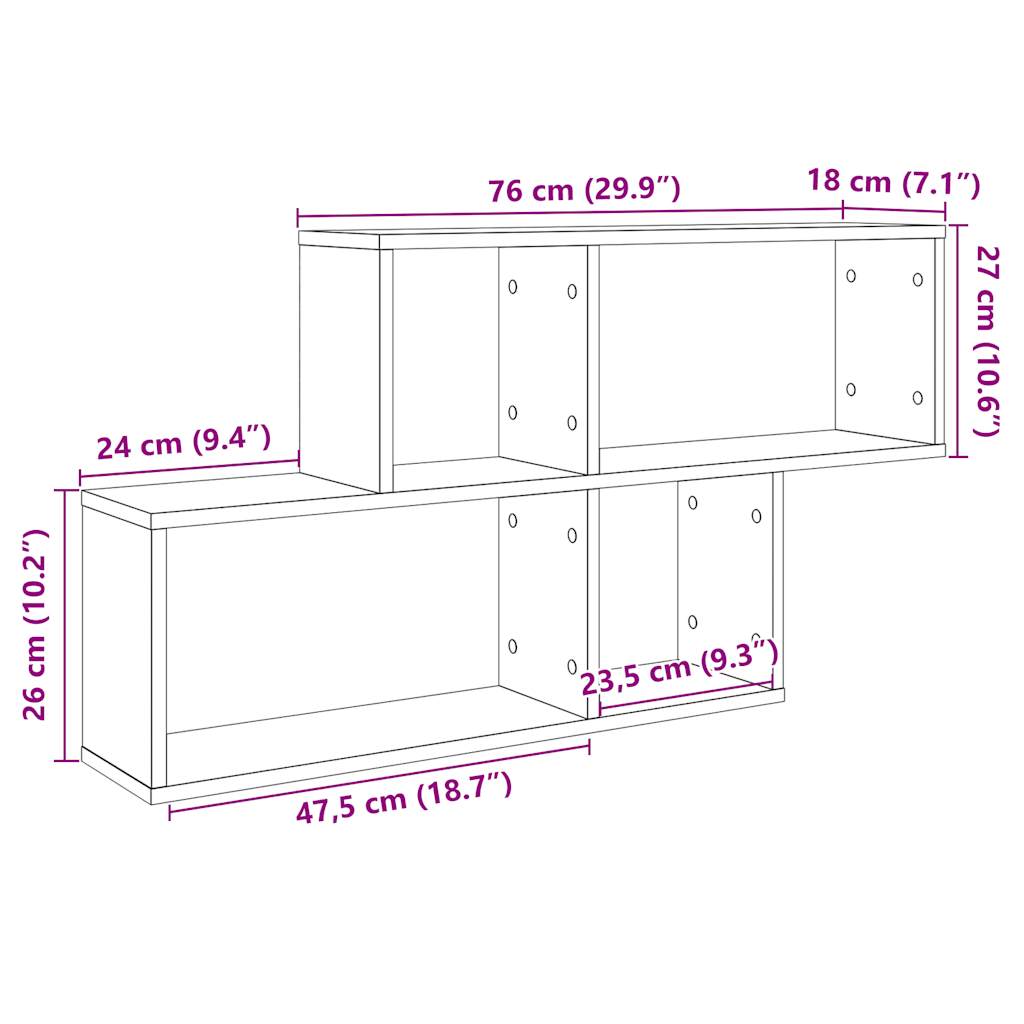 Raft de perete, stejar artizanal, 100x18x53 cm, lemn prelucrat