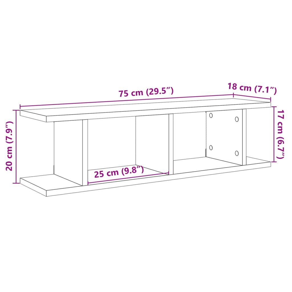 Rafturi de perete 2 buc. lemn vechi 75x18x20 cm, lemn prelucrat