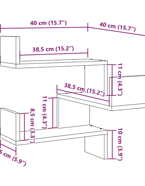 Încărcați imaginea în vizualizatorul Galerie, Rafturi colțar perete 2 buc. stejar artizanal 40x40x49,5cm lemn
