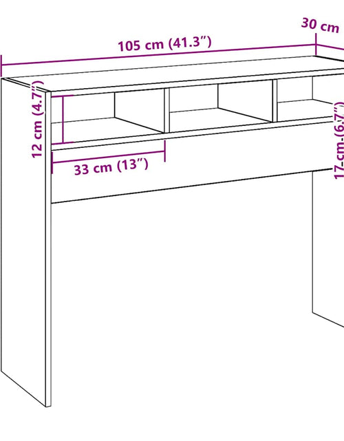 Încărcați imaginea în vizualizatorul Galerie, Măsuță consolă, stejar artizanal, 105x30x80 cm, lemn prelucrat

