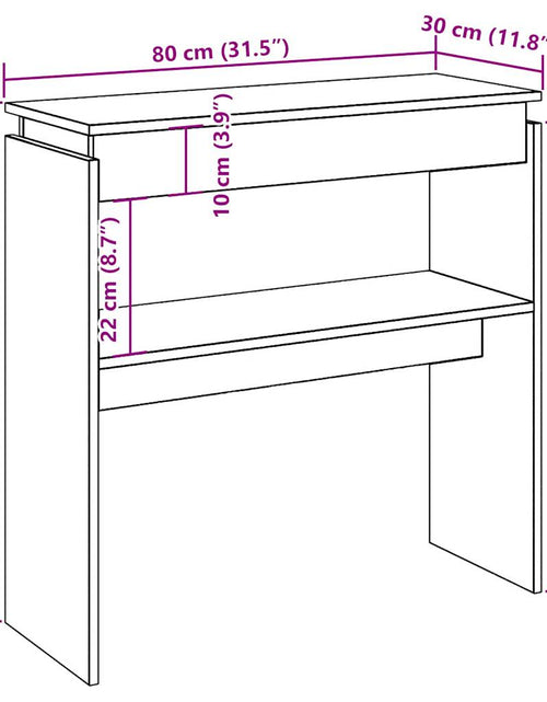 Încărcați imaginea în vizualizatorul Galerie, Măsuță consolă, stejar artizanal, 80x30x80 cm, lemn prelucrat
