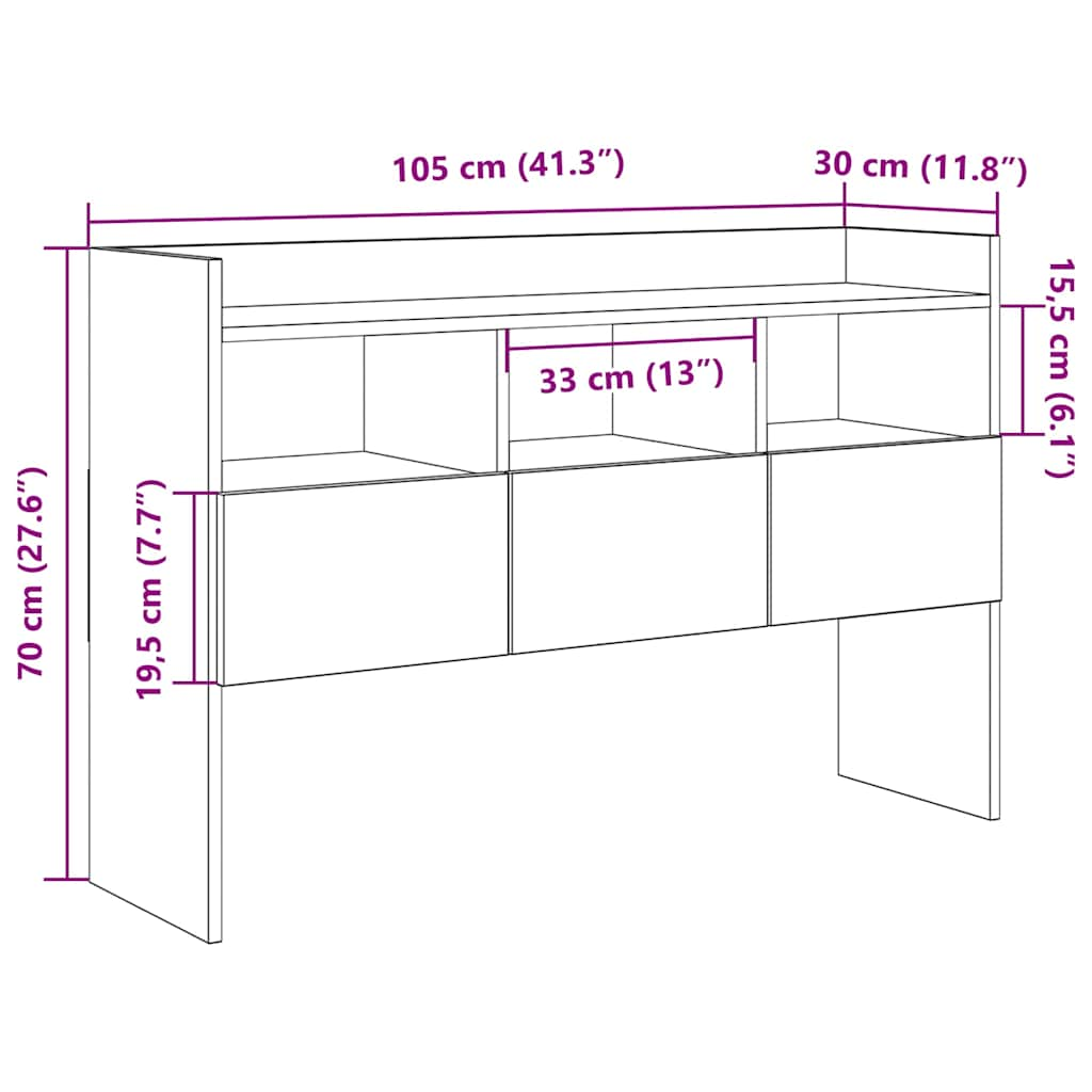 Bufetă din lemn vechi 105x30x70 cm din lemn prelucrat