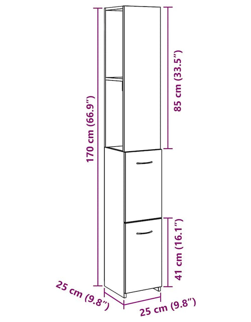 Încărcați imaginea în vizualizatorul Galerie, Dulap pentru baie stejar artizanal 25x25x170 cm lemn prelucrat
