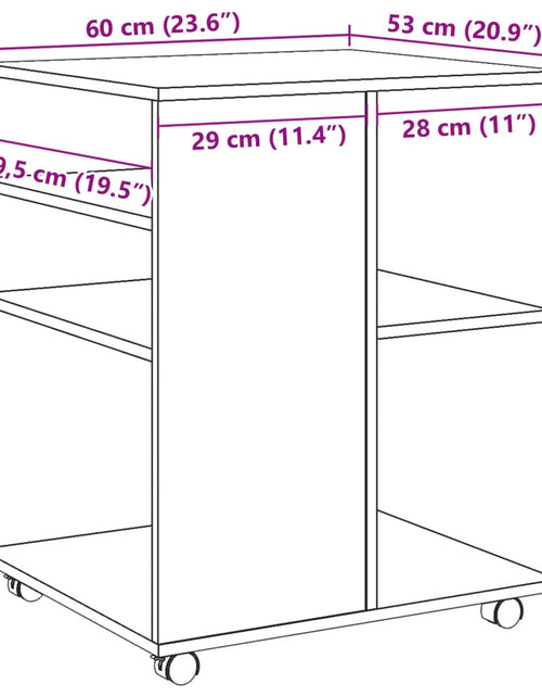 Încărcați imaginea în vizualizatorul Galerie, Dulap cu roți, stejar artizanal, 60x53x72 cm, lemn prelucrat
