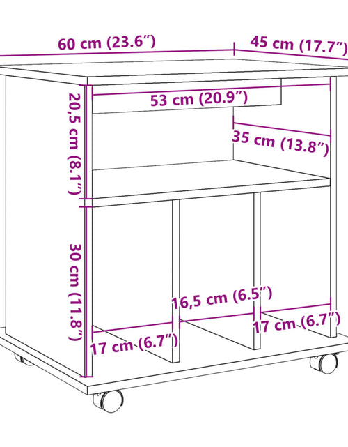 Încărcați imaginea în vizualizatorul Galerie, Dulap cu roți, stejar artizanal, 60x45x60 cm, lemn prelucrat
