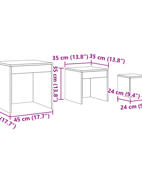 Încărcați imaginea în vizualizatorul Galerie, Măsuțe stivuibile, 3 buc., stejar artizanal, lemn prelucrat
