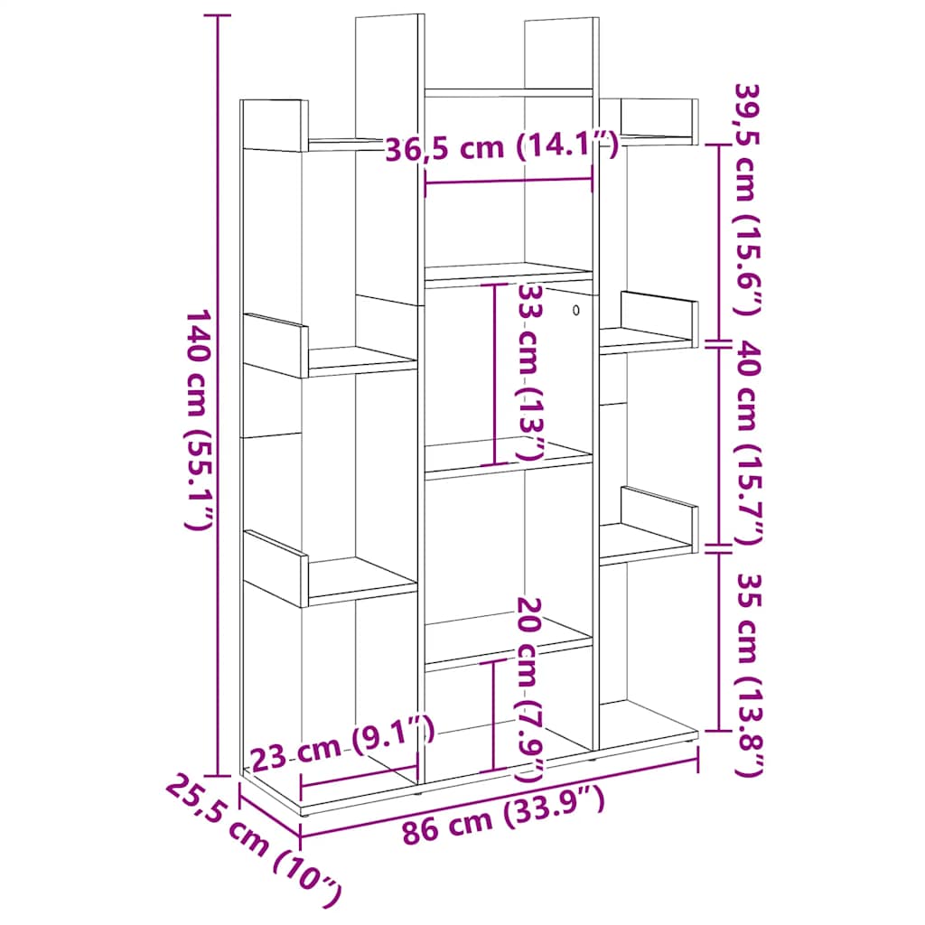 Dulap cu cărți din lemn vechi 86x25,5x140 cm din lemn prelucrat