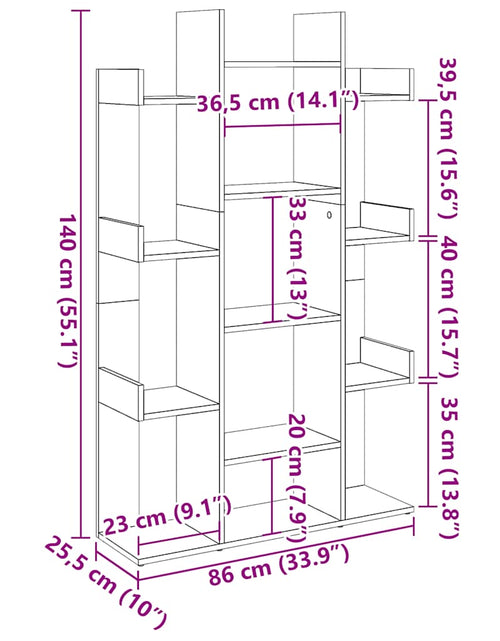 Încărcați imaginea în vizualizatorul Galerie, Bibliotecă, Stejar artizanal, 86x25,5x140 cm, lemn prelucrat
