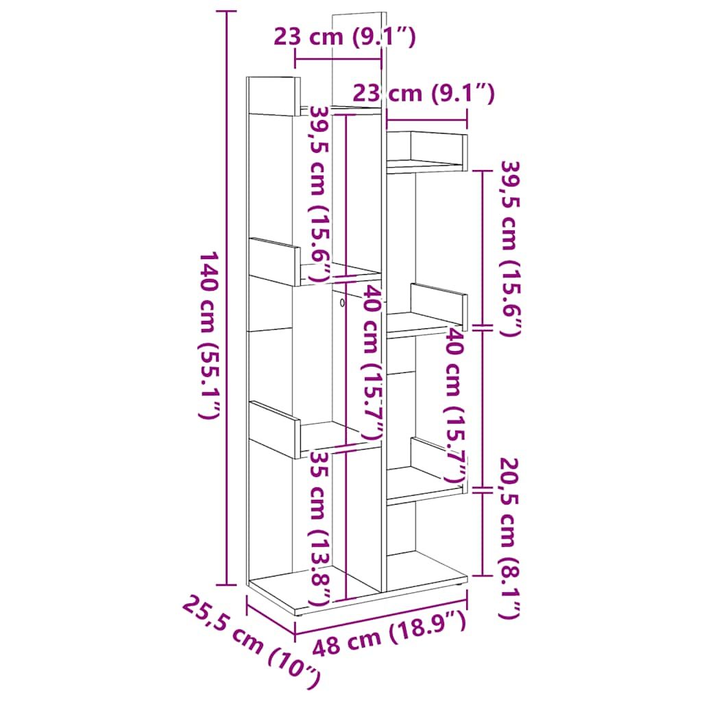 Dulap cu cărți din lemn vechi 48x25,5x140 cm din lemn prelucrat