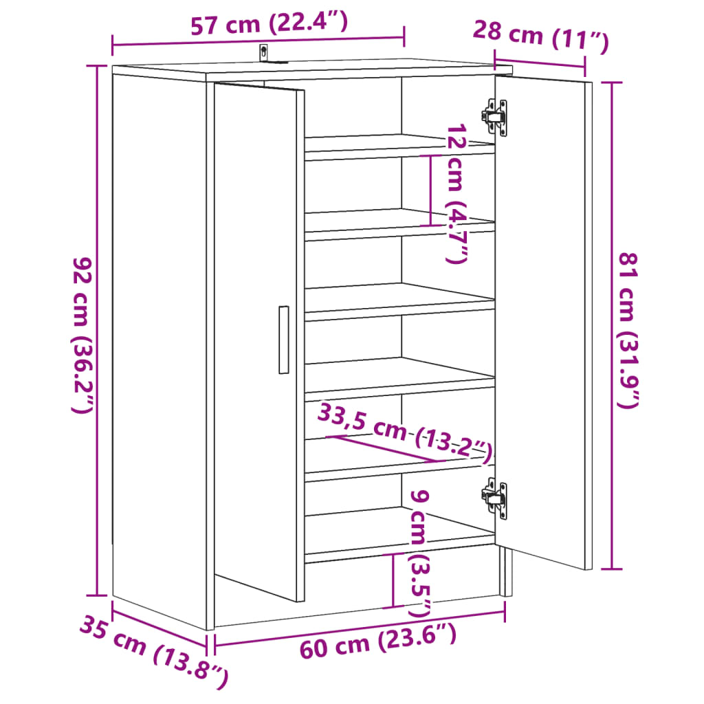 Pantofar, stejar artizanal, 60x35x92 cm lemn prelucrat