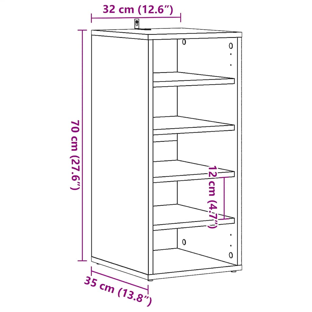 Pantofare 2 buc. stejar artizanal, 32x35x70 cm, lemn prelucrat