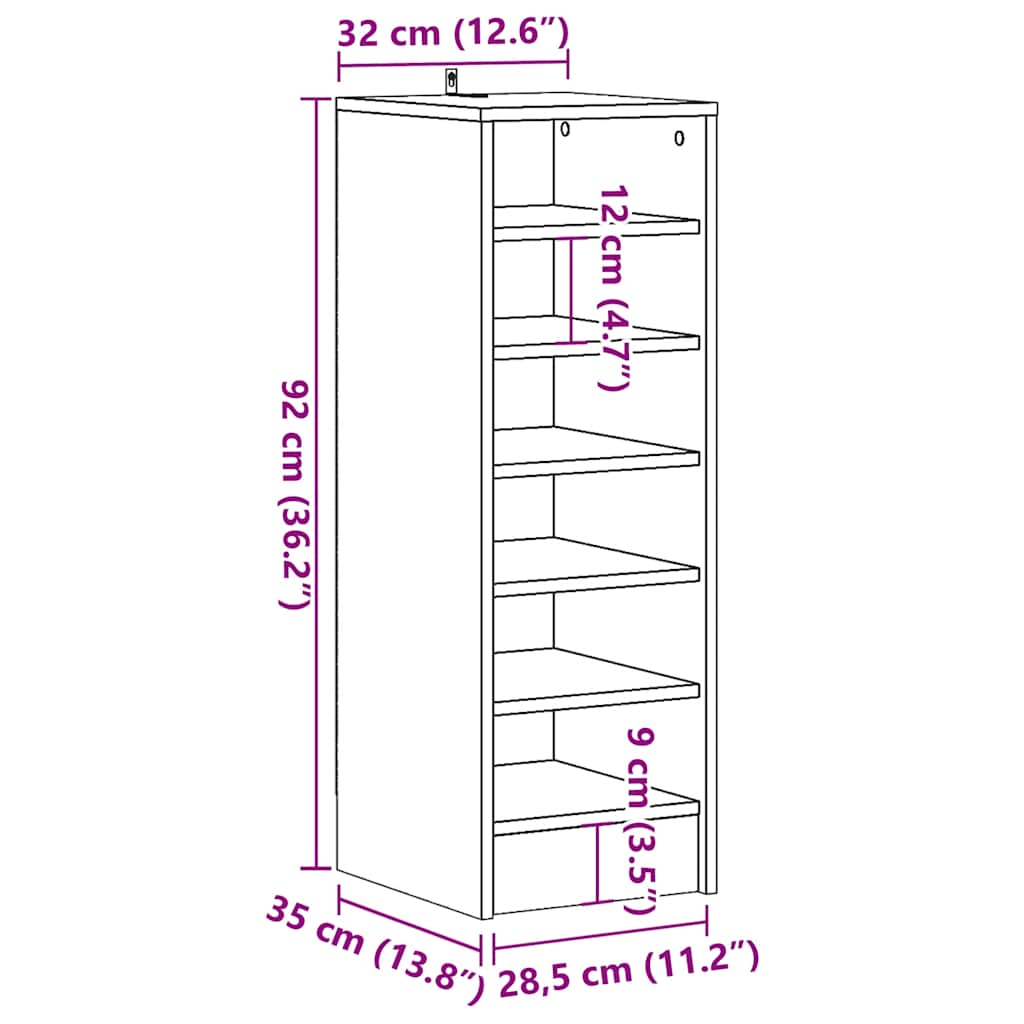 Dulap Pantofi Lemn Vechi 32x35x92 cm Lemn prelucrat