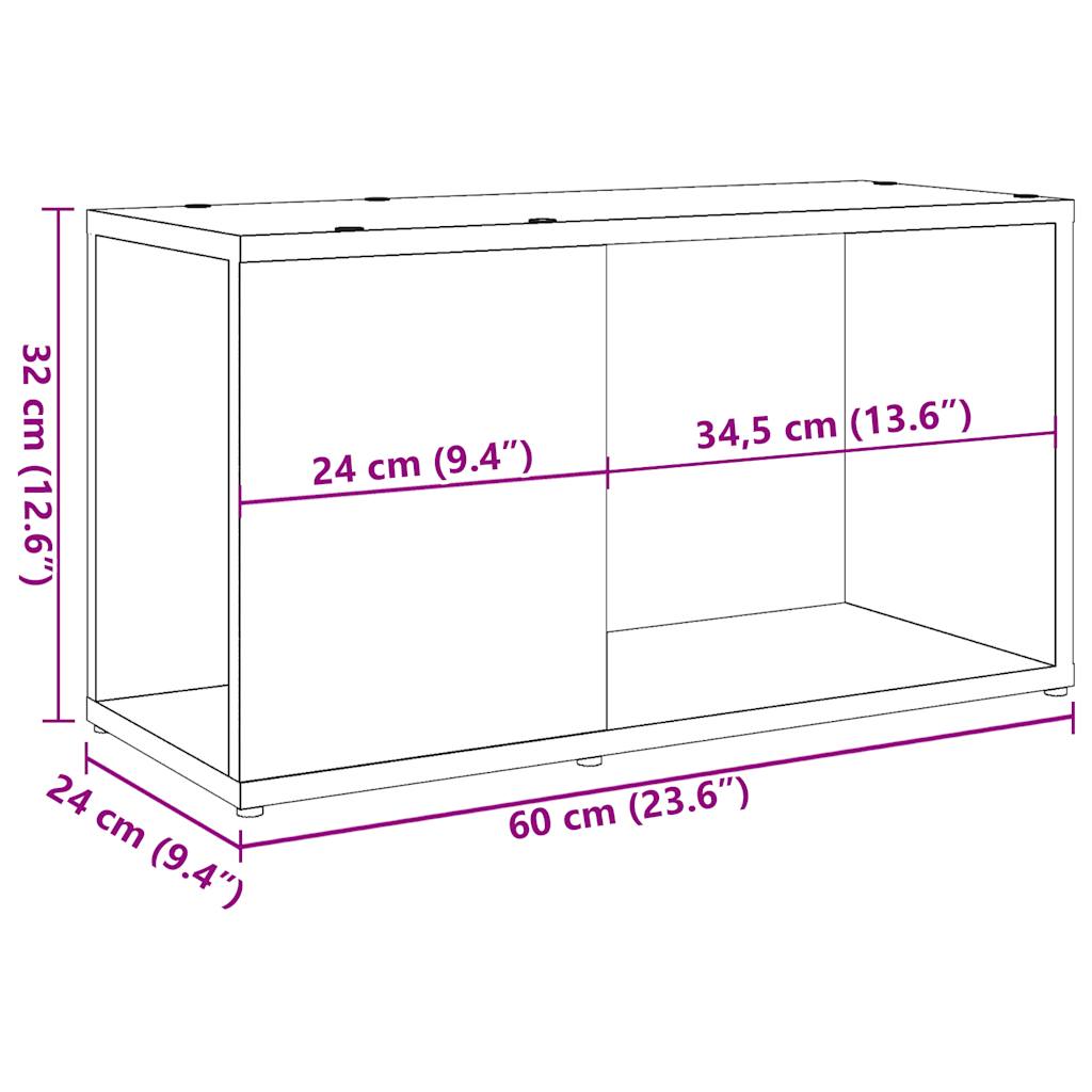 Comodă TV, Stejar artizanal, 60x24x32 cm, lemn compozit