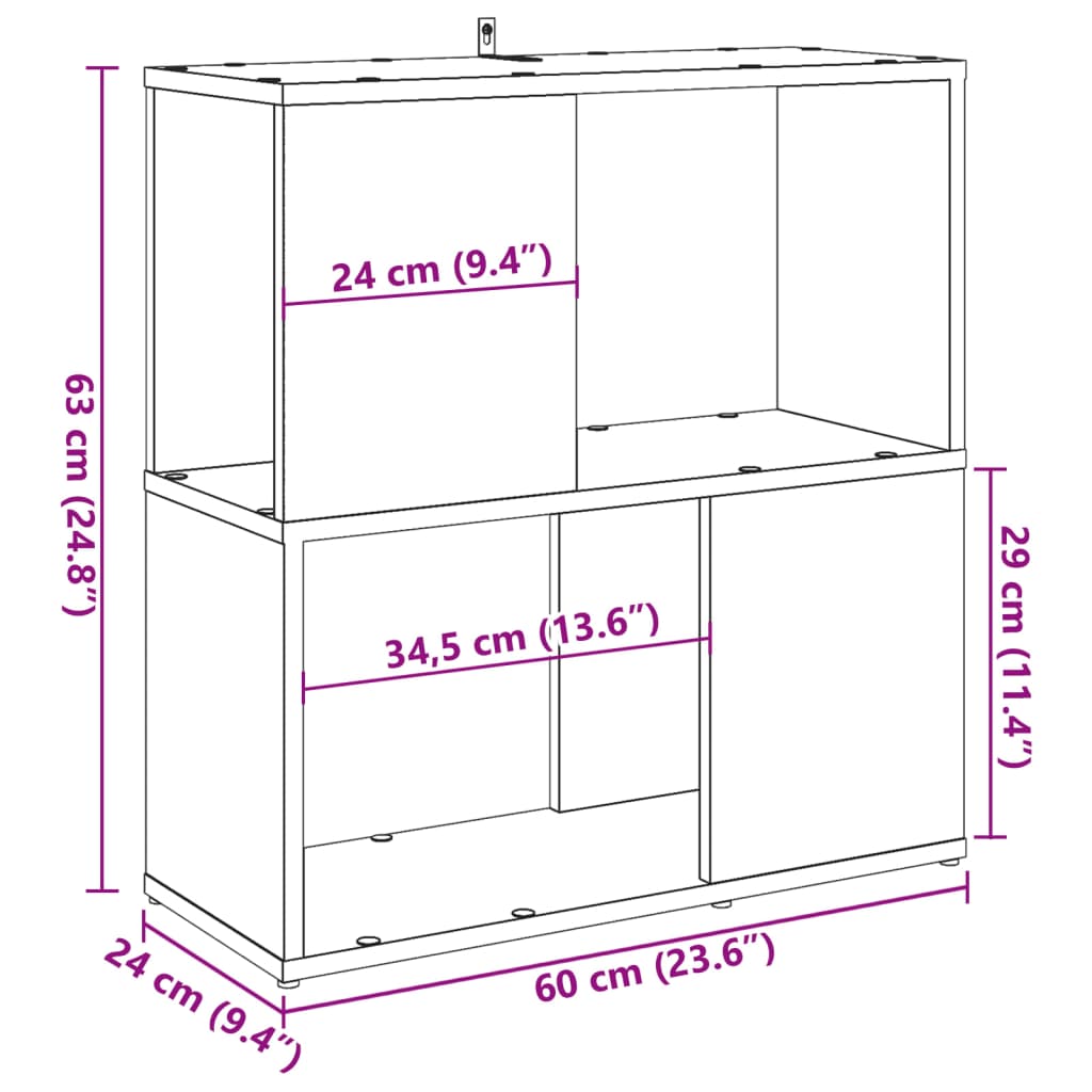 Bibliotecă, lemn vechi, 60x24x63 cm, lemn prelucrat