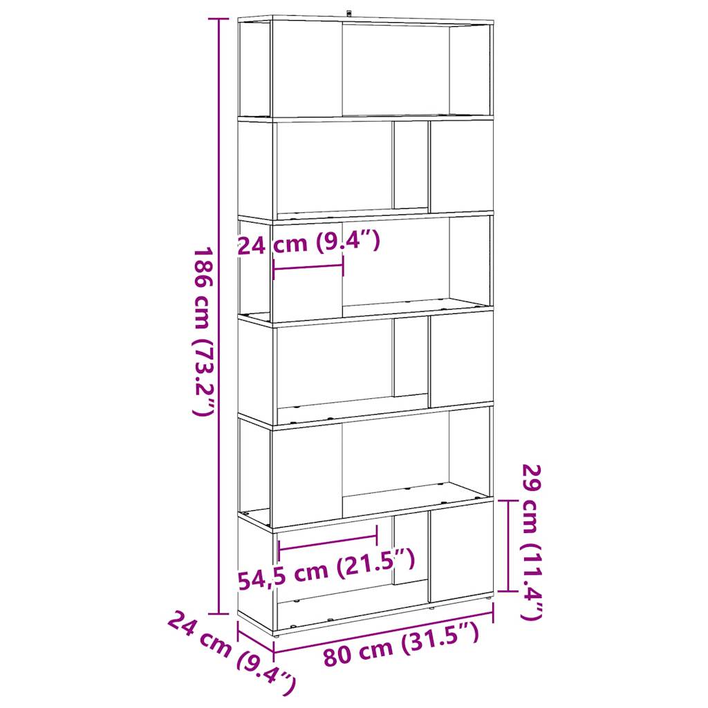 Bibliotecă/Separator de cameră, Lemn vechi, 80x24x186 cm